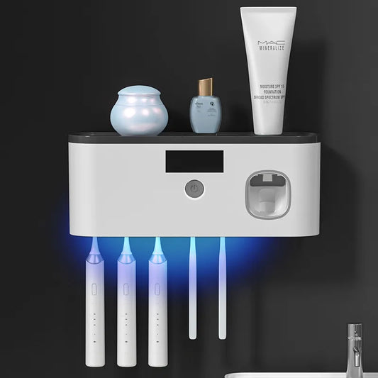 Electric Toothbrush UV Sterilization, Drying Holder & Toothpaste Squeezer